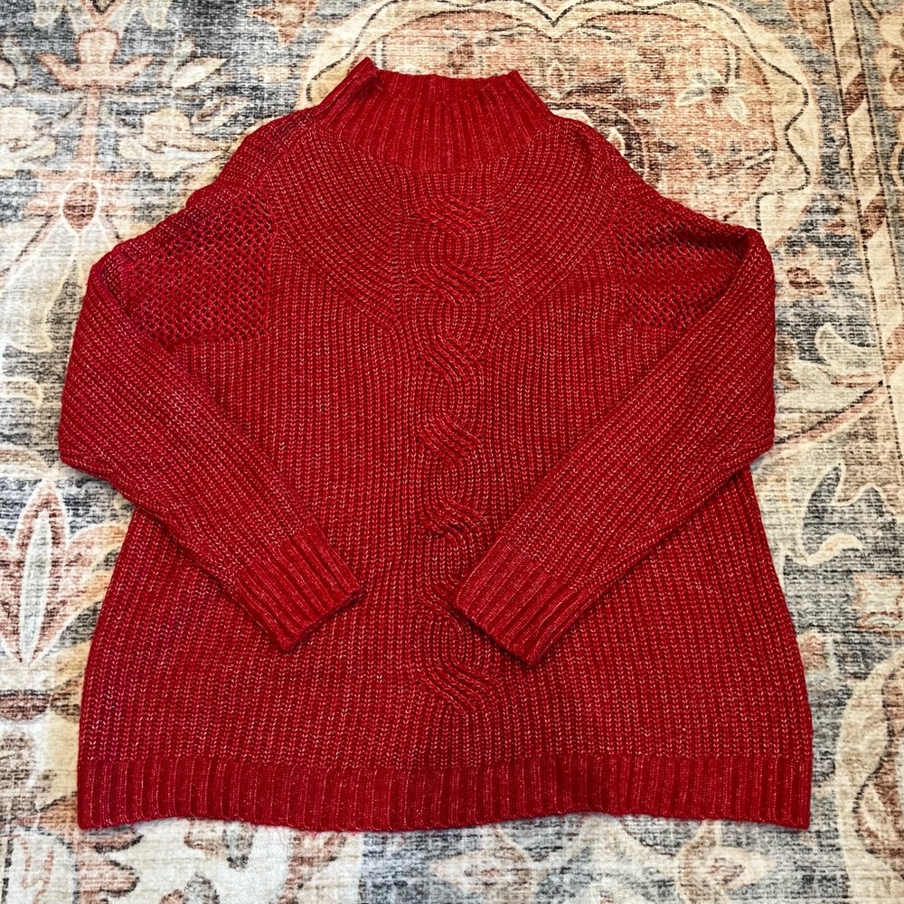 Maurices Red Cable Knit Pullover Oversized Sweater‎ Women’s Size L